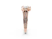 Pear Cut Diamond Pavé Split Shank Solitaire Ring Set in Rose gold with Prong Setting