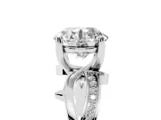 Round Cut Diamond Pavé Twist Band Solitaire Ring Set in Silver with Prong Setting