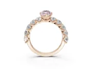 Marquise Side Stone Engagement Ring Setting for a Fancy Pink Lab-Grown Diamond | Scalloped Prong Accents | Rose Gold