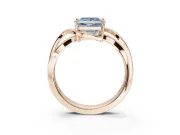 Princess Cut Bypass Solitaire Engagement Ring Setting for a Fancy Blue Lab-Grown Diamond | Pavé Strands | Rose Gold