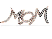 Round Lab-Grown Diamond Pavé Mom Script Pendant Necklace | Connected Letters | Rose Gold