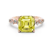 Asscher Cut Graduated Engagement Ring Setting for a Fancy Yellow Lab-Grown Diamond | Rose Gold