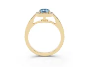 Emerald Cut Framed Halo Engagement Ring Setting for a Fancy Blue Lab-Grown Diamond | Yellow Gold