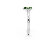 Fancy Green Pear Cut Diamond Solitaire Ring Set in White gold with Prong Setting and Classic Band