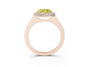 Fancy Yellow Heart Cut Diamond Halo Engagement Ring Set in Rose gold with Solitaire Band and Prong Setting