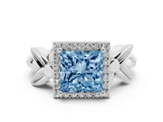 Princess Cut Floral Halo Engagement Ring Setting for a Fancy Blue Lab-Grown Diamond | Platinum