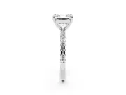 Asscher Cut Petite Pavé Solitaire Engagement Ring Setting | Slim Band | White Gold