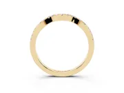 Round Lab-Grown Diamond Double Dip Curved Pavé Wedding Band | Scalloped Top | Yellow Gold