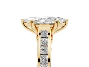 Marquise Cathedral Channel Set Engagement Ring Setting | Double Claw Prongs | Yellow Gold
