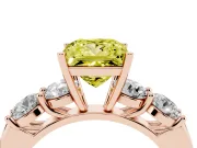 Princess Cut Five Stone Engagement Ring Setting for a Fancy Yellow Lab-Grown Diamond | Prong Set Side Stones | Rose Gold