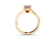 Fancy Pink Oval Cut Diamond Solitaire Ring Set in Yellow gold with Prong Setting on a Plain Round Band