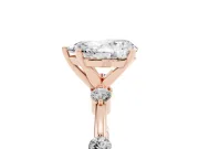 Pear-Shaped Bar Set Engagement Ring Setting | Spaced Side Stones | Rose Gold