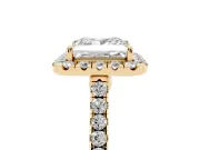 Princess Cut Halo Engagement Ring Setting | Pave Shoulders | Yellow Gold