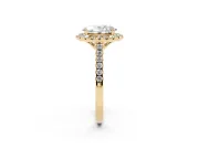 Oval Raised Halo Engagement Ring Setting | Pave Band | Yellow Gold