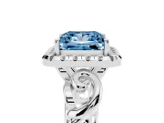 Princess Cut Filigree Halo Engagement Ring Setting for a Fancy Blue Lab-Grown Diamond | Sterling Silver
