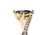 Asscher Cut Bypass Pavé Engagement Ring Setting for a Black Center | Swept Shoulders | Yellow Gold