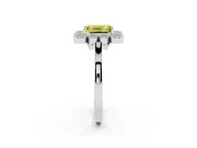 Emerald Cut Milgrain Cluster Halo Engagement Ring Setting for a Fancy Yellow Lab-Grown Diamond | Plain Band | White Gold
