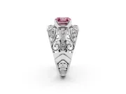 Asscher Cut Art Deco Engagement Ring Setting for a Fancy Pink Lab-Grown Diamond | Sterling Silver
