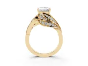 Princess Cut Diamond Solitaire Ring Set in Yellow gold with Layered Twist Pavé Band