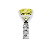 Cushion Cut Pavé Solitaire Engagement Ring Setting for a Fancy Yellow Lab-Grown Diamond | Platinum