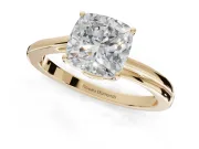 Cushion Cut Bypass Solitaire Engagement Ring Setting | Plain Polished Band | Yellow Gold