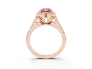 Radiant Cut Floral Halo Engagement Ring Setting for a Fancy Pink Lab-Grown Diamond | Pavé Split Shank | Rose Gold