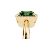 Asscher Cut Halo Engagement Ring Setting for a Fancy Green Lab-Grown Diamond | Plain Tapered Band | Yellow Gold