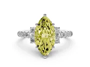 Marquise Side Stone Engagement Ring Setting for a Fancy Yellow Lab-Grown Diamond | Pave Band | White Gold