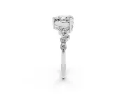 Heart-Shaped Scattered Accent Engagement Ring Setting | Slim Band | Sterling Silver