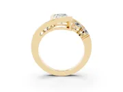 Radiant Cut Bezel Bypass Engagement Ring Setting | Round Side Stones | Yellow Gold