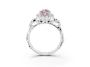 Fancy Pink Marquise Cut Diamond Halo Ring Set in Silver with Scrollwork Band and Prong Setting