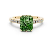 Radiant Cut Engagement Ring Setting for a Fancy Green Lab-Grown Diamond | Yellow Gold - Design NV-24649