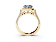 Heart-Shaped Halo Engagement Ring Setting for a Fancy Blue Lab-Grown Diamond | Pointed Pave Shoulders | Yellow Gold