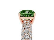 Cushion Cut Multi Row Pave Engagement Ring Setting for a Fancy Green Lab-Grown Diamond | Rose Gold