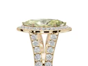 Marquise Halo Pavé Engagement Ring Setting for a Fancy Yellow Lab-Grown Diamond | Narrow Split Shank | Yellow Gold