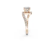Cushion Cut Bypass Pavé Solitaire Engagement Ring Setting | Swirl Band | Rose Gold