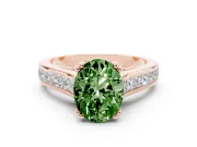 Oval Cathedral Channel Set Engagement Ring Setting for a Fancy Green Lab-Grown Diamond | Double Claw Prongs | Rose Gold