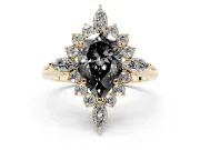 Pear-Shaped Cluster Halo Engagement Ring Setting for a Black Center | Yellow Gold