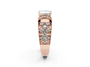 Princess Cut Vintage Milgrain Pave Engagement Ring Setting | Crescent Side Rows | Rose Gold