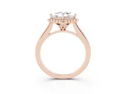 Princess Cut Halo Engagement Ring Setting | Plain Polished Band | Rose Gold