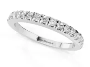 Round Diamond Slender Eternity Band Set in White gold with Pavé U-Prong Setting