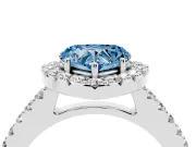 Fancy Blue Heart Cut Diamond Halo Pavé Solitaire Ring Set in White gold with Prong-Set Center Stone