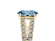 Oval Graduated Split Shank Engagement Ring Setting for a Fancy Blue Lab-Grown Diamond | Yellow Gold