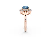 Princess Cut Graduated Milgrain Halo Engagement Ring Setting for a Fancy Blue Lab-Grown Diamond | Rose Gold