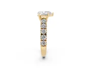 Pear-Shaped Cut-Down Side Stone Engagement Ring Setting | Scalloped Shoulders | Yellow Gold
