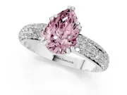 Pear-Shaped Three Row Pave Engagement Ring Setting for a Fancy Pink Lab-Grown Diamond | Double Claws | Sterling Silver