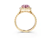Round Rope Halo Engagement Ring Setting for a Fancy Pink Lab-Grown Diamond | Yellow Gold