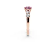Fancy Pink Round Cut Diamond Five-Stone Prong Set Ring Set in Rose gold with Classic Band
