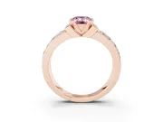 Emerald Cut Half Bezel Engagement Ring Setting for a Fancy Pink Lab-Grown Diamond | Double Row Channel Band | Rose Gold