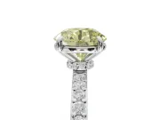 Round Hidden Halo Engagement Ring Setting for a Fancy Yellow Lab-Grown Diamond | Pavé Band | Platinum
